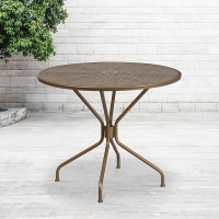 Flash Furniture CO-7-GD-GG 35.25" Steel Patio Table in Gold